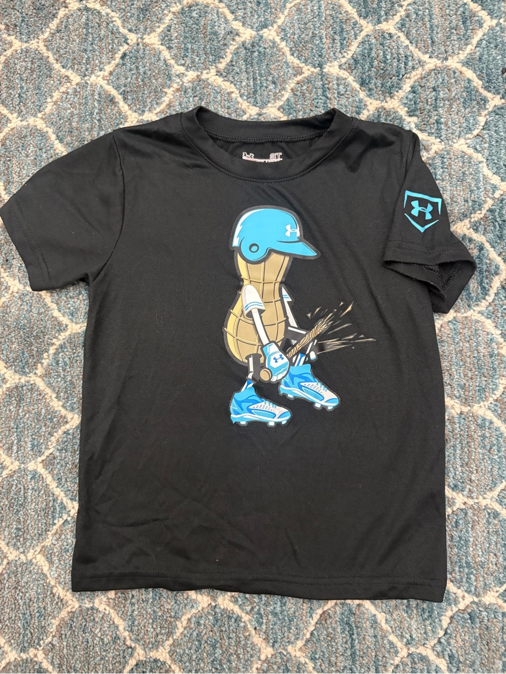 Under Armour Black Boys' Baseball Graphic Tee with Blue Accents